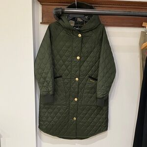 Barbour Quilted Jacket in Olive with Gold Accents
